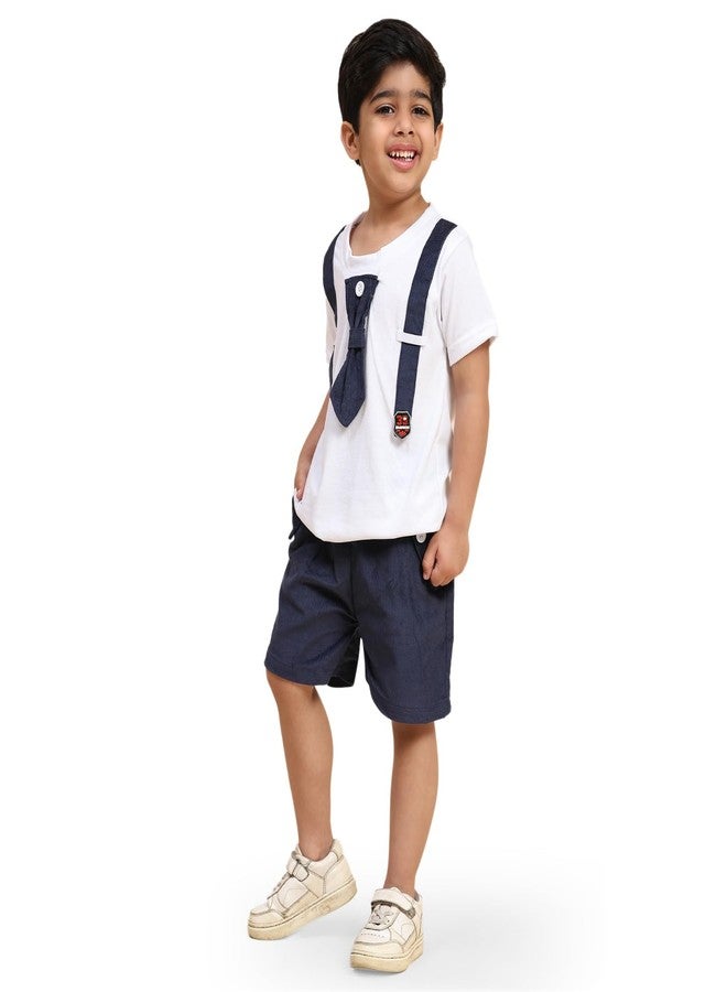 AMEEHA Kids Wear Gentleman Tie T-shirt and Short Pants for Boys and Girls (9 Months-12 Months) - Image 3