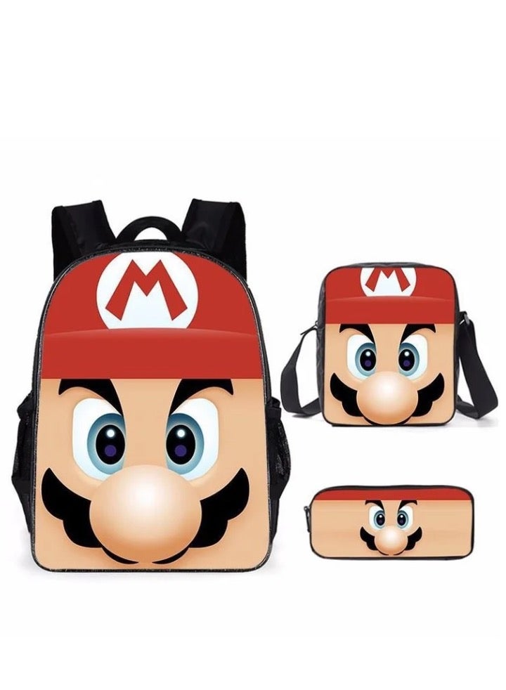 Super Mario 3 pcs Super Mario School Backpack Multicolour - Image 1