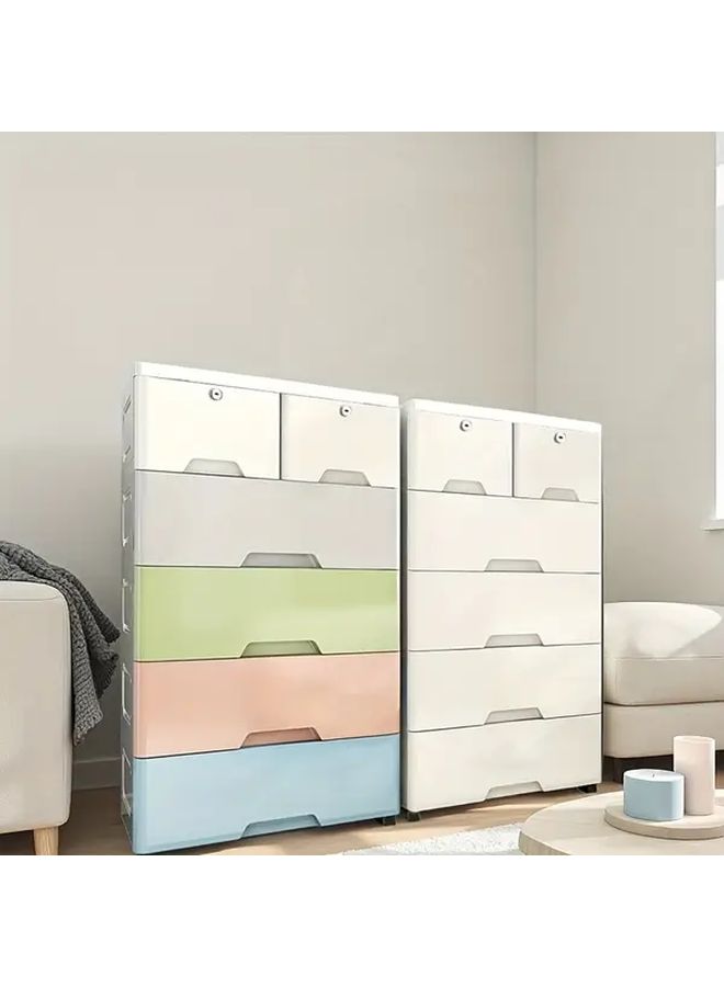 Khaki 6 Layers Wide Storage Cabinet Heavy Duty Plastic Organizer With Smooth Glide Drawers Large Capacity Multicolor Options Under Bed Storage - Image 1