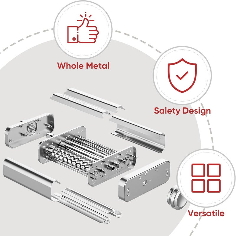 GVODE 3 in 1 Pasta Attachment for KitchenAid Stand Mixer, All Metal Pasta Maker KitchenAid Attachment, Pasta Sheet Roller, Spaghetti Cutter, Fettuccine Cutter Maker Accessories and Cleaning Brush by - Image 3