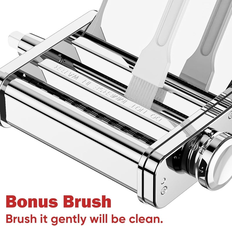 GVODE 3 in 1 Pasta Attachment for KitchenAid Stand Mixer, All Metal Pasta Maker KitchenAid Attachment, Pasta Sheet Roller, Spaghetti Cutter, Fettuccine Cutter Maker Accessories and Cleaning Brush by - Image 4