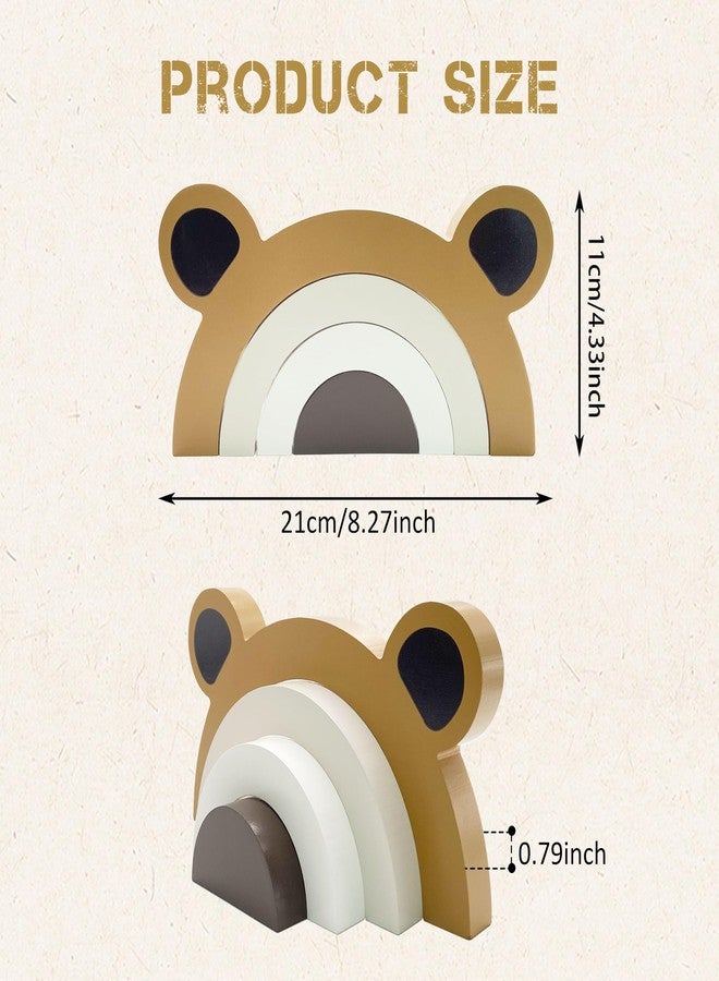 AWISBI Wooden Bear Rainbow Bridge Decoration Kids Room Decor Woodland Decor for Baby Bear Nursery Decor For Nursery Room Shelf - Image 2