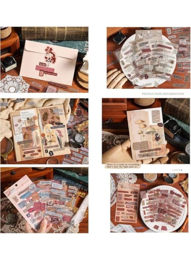 SYOSI Vintage Words Stickers, Self-Adhesive Paper Decals for DIY Art Journaling, Scrapbooking, Planner & Album Decorations, Gifts for Journal Lovers (36 Sheets, Assorted Designs, Craft Supplies) - Image 5