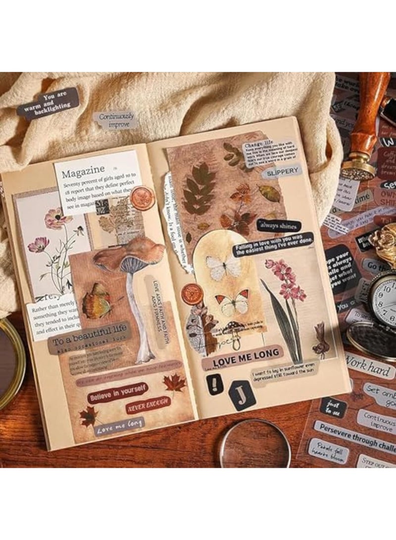 SYOSI Vintage Words Stickers, Self-Adhesive Paper Decals for DIY Art Journaling, Scrapbooking, Planner & Album Decorations, Gifts for Journal Lovers (36 Sheets, Assorted Designs, Craft Supplies) - Image 2