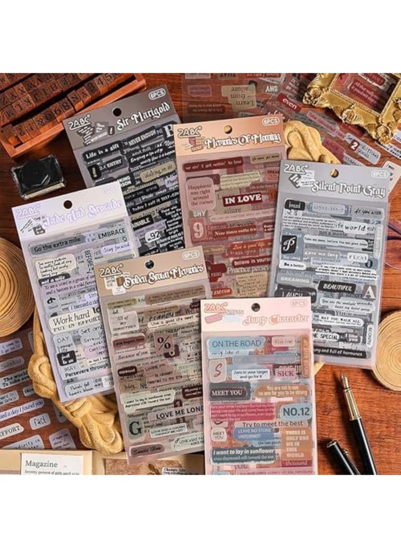 SYOSI Vintage Words Stickers, Self-Adhesive Paper Decals for DIY Art Journaling, Scrapbooking, Planner & Album Decorations, Gifts for Journal Lovers (36 Sheets, Assorted Designs, Craft Supplies) - Image 1