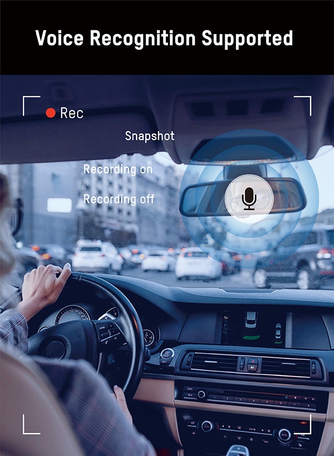 هيك فيجن F6Pro 2.5K Dash Cam، قناة أمامية، شاشة 3 بوصة، تطبيق، GPS، ADAS، التحكم الصوتي، تسجيل حلقة، مكثف فائق مدمج - Image 5