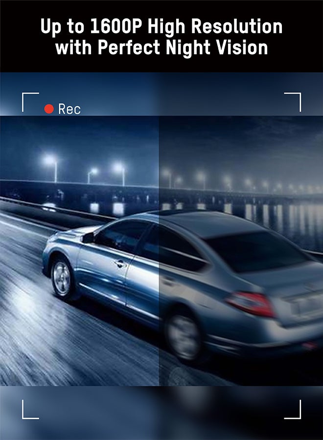 هيك فيجن F6Pro 2.5K Dash Cam، قناة أمامية، شاشة 3 بوصة، تطبيق، GPS، ADAS، التحكم الصوتي، تسجيل حلقة، مكثف فائق مدمج - Image 2