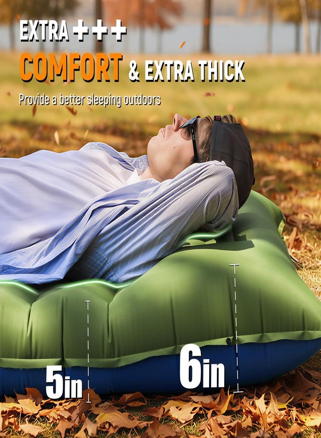 73Hours Camping Sleeping Pad, Thick 5 Inch Camping Mat with Pillow Built-in Foot Pump Ultralight Inflatable Sleeping Pads for Camping, Backpacking, Hiking, Tent - Image 2