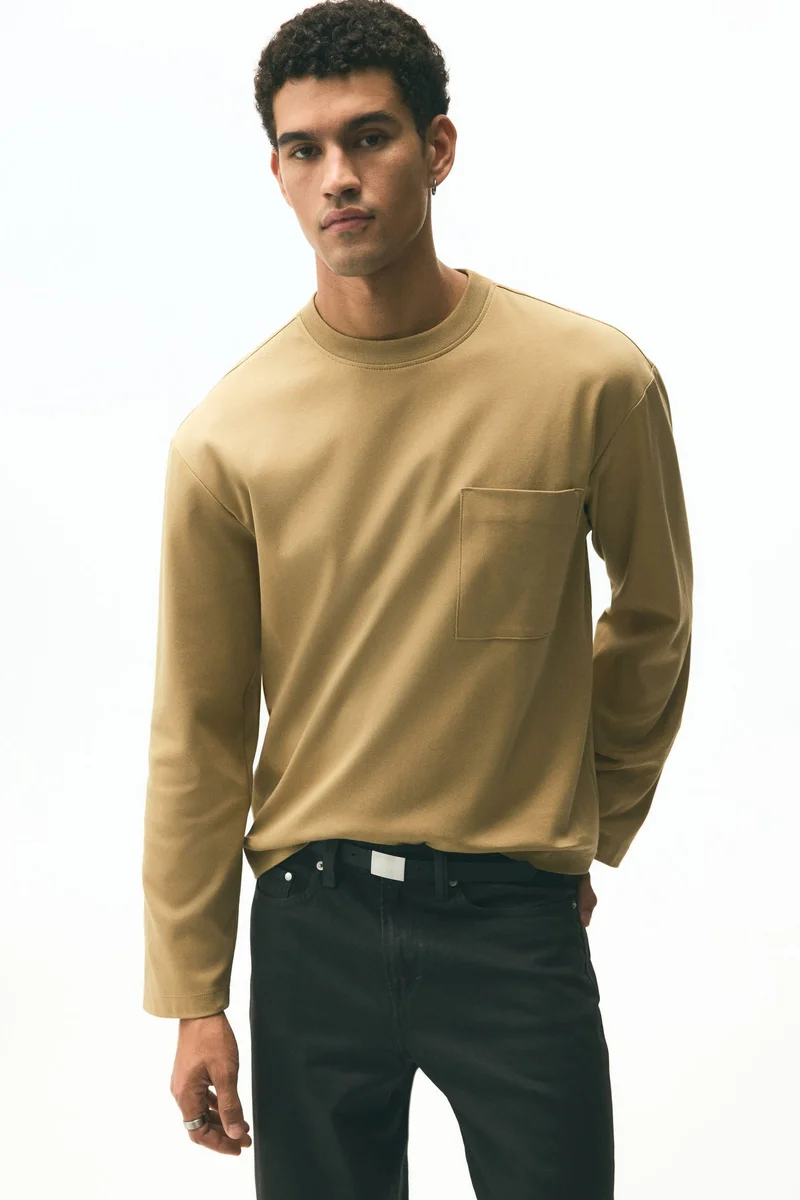 اتش اند ام بلوزة جيرسيه بأكمام طويلة وبقصة واسعة