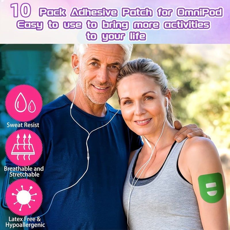 مجموعة مكونة من 10 لاصقات مع أشرطة زاهية ومقطعة مسبقًا لحماية جهاز Omnipod - Image 5