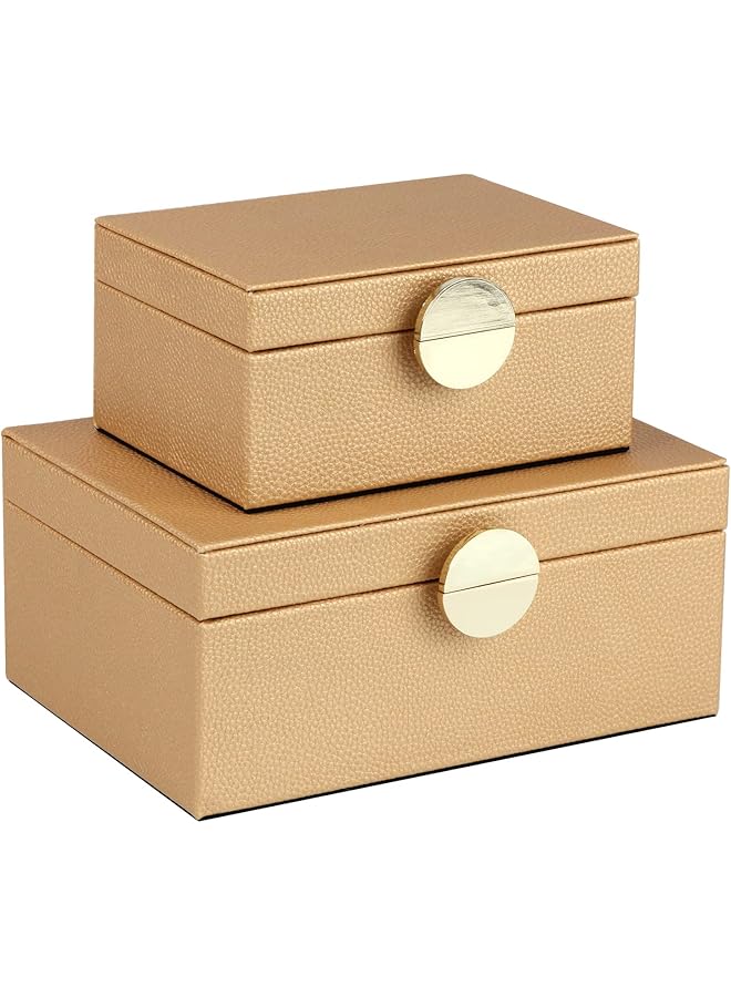 erorex Faux Leather Jewelry Boxes Decorative Boxes Storage Accessory Organizer With Gold Hardware Decor Classic Vegan Leather Set Of 2 Pieces - Image 1