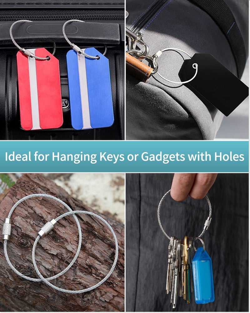 Pawfly 5 Inch Wire Keychain Cable Large Stainless Steel Key Ring Loop Holder for Outdoor Hiking Heavy Duty Connectable Luggage Tag Keeper for Sport and Travel, 20 Pack - Image 3
