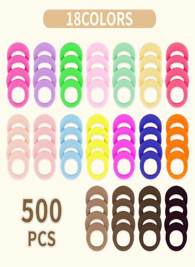 TaShow 500 Count Baby Hair Ties for Infants, Mixed Color, Soft Elastic Ponytail Holders for Toddler Girls, Cotton Baby Girl Hair Ties, 18 Colors - Image 2
