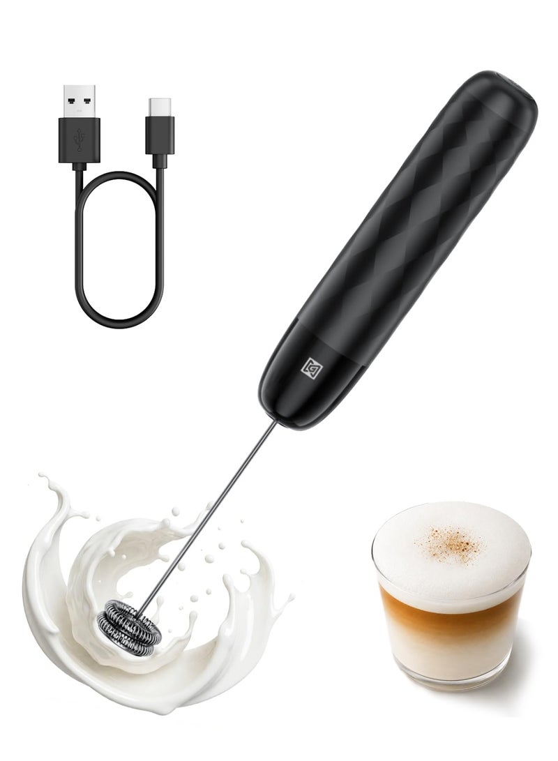 Rechargeable Electric Milk Frother Handheld Waterproof with Detachable Stainless Steel Whisk for Coffee Latte Cappuccino Matcha - Image 1