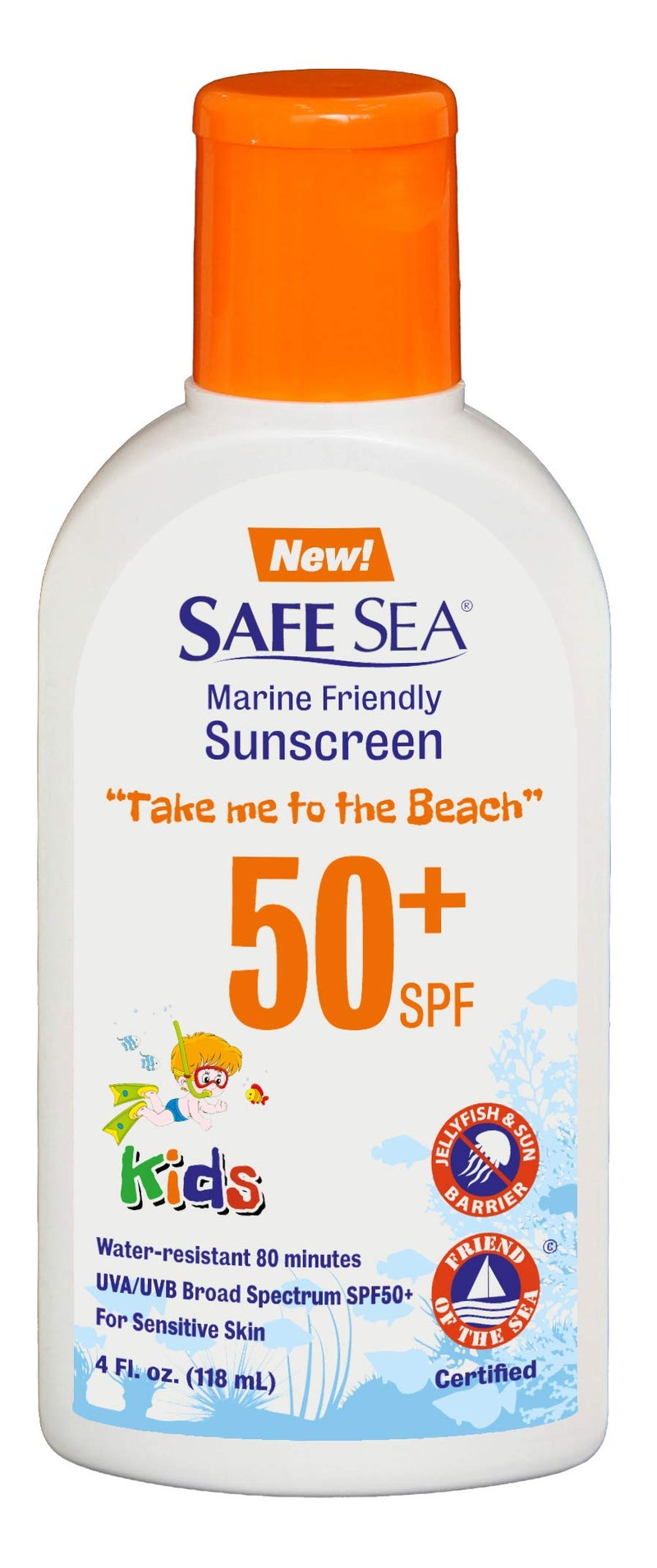 Safe Sea Jellyfish StingBlocking Sunscreen for Kids SPF 50 Lotion 4oz Waterproof Biodegradable Coral ReefSafe  Body and Face Sunscreen AntiJellyfish and SeaLice sting protection