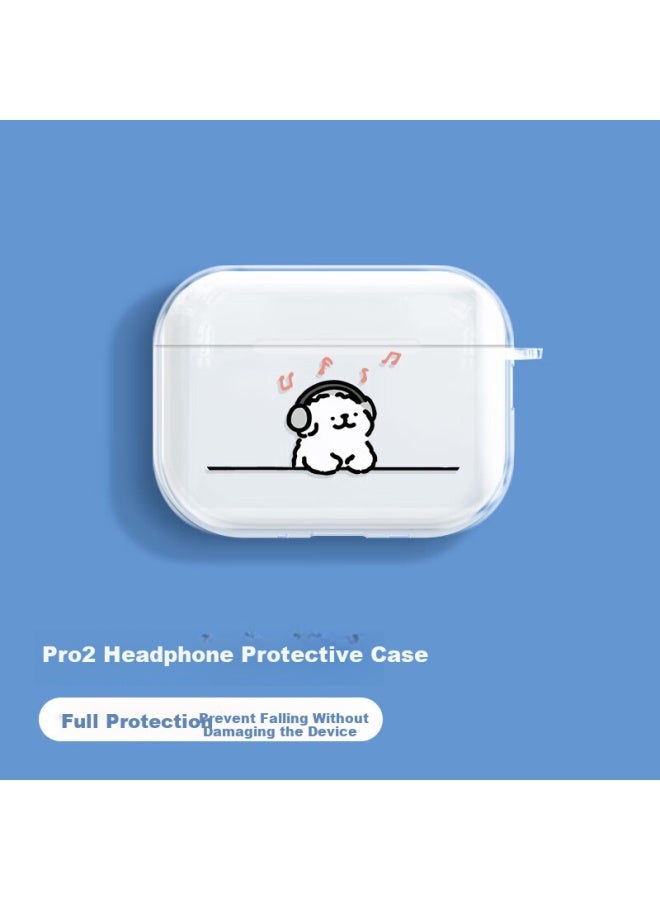 Inkaida Yingkaida Protective Case For Airpods Pro 2, Apple Earphone Protective Case, Wireless Bluetooth Earphone Case, Creative Anti-drop Anti-slip Cover Storage Box Music Dog - Image 1