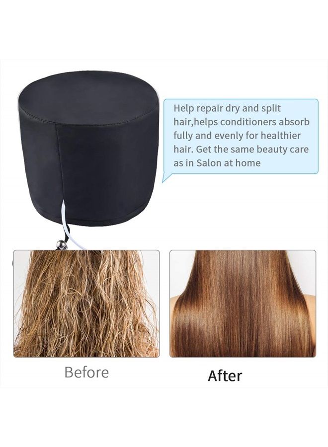 aopow Heat Cap Hair Deep Conditioning - Heating Thermal Steamer Cap Electric Hot Treatment Cap for Natural Black Afro Hair Heated Hair Care Spa Hat for Home Use with 2 Mode Temperature Control - Black - Image 5