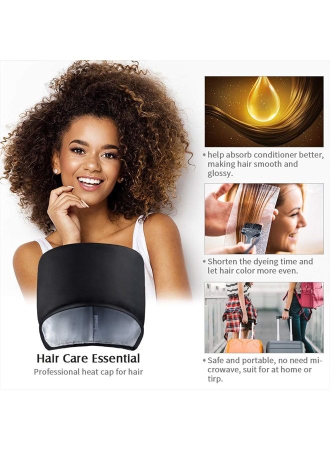 aopow Heat Cap Hair Deep Conditioning - Heating Thermal Steamer Cap Electric Hot Treatment Cap for Natural Black Afro Hair Heated Hair Care Spa Hat for Home Use with 2 Mode Temperature Control - Black - Image 4