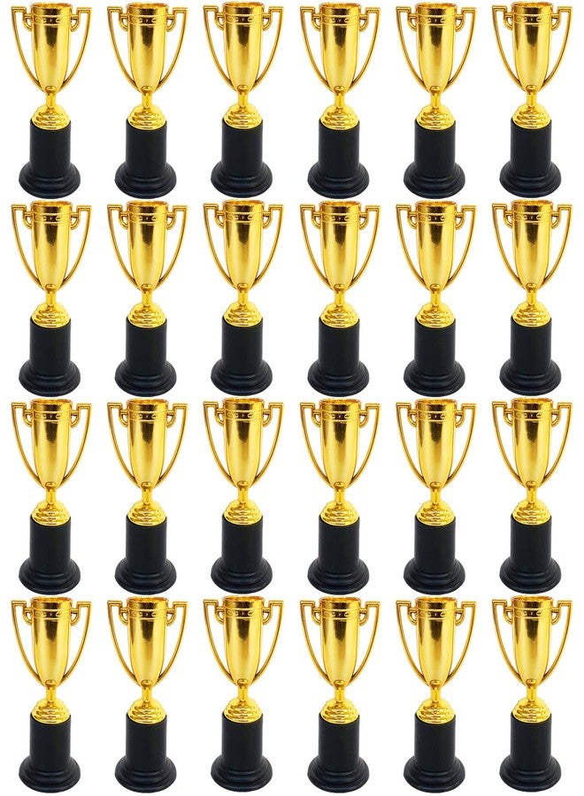 Jizvxe 24 Pack Mini Trophies for Kids Awards,Plastic Gold Award Trophy Cups,Golden Award Trophy Cups Set,Gold Participation Trophys Cup for Party Favors,Rewards,Props,Sports,Competitions(4 in) - Image 1