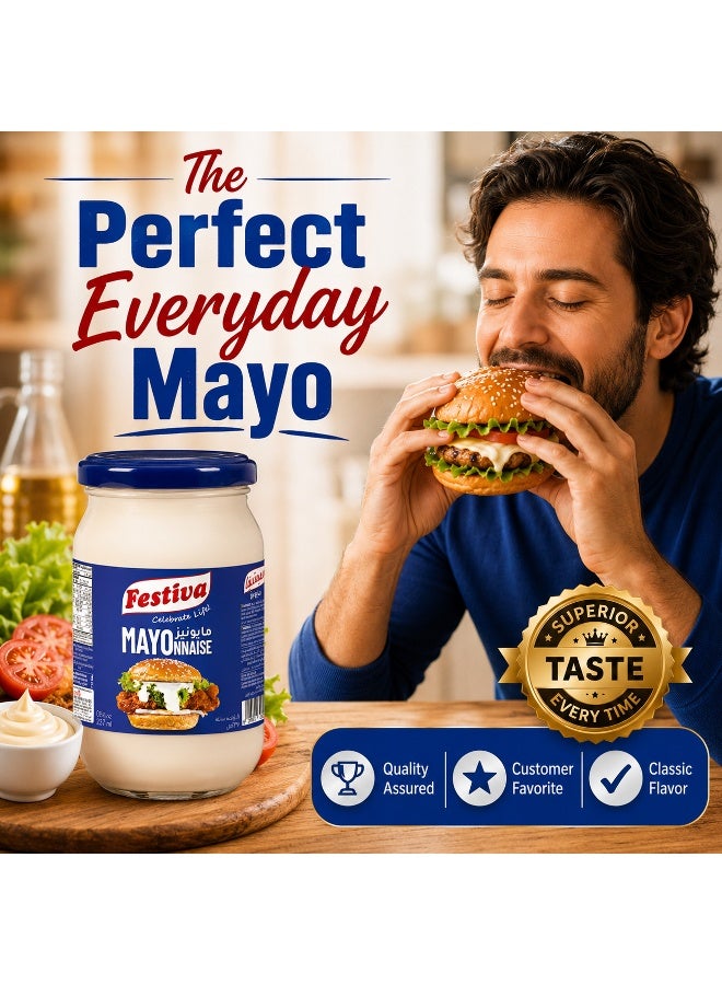 Festiva Mayonnaise 237ml Glass Jar - Creamy Mayo Sandwich Spread for Burgers, Sandwiches, Wraps and Snacks - Dip and Dressing - Image 5