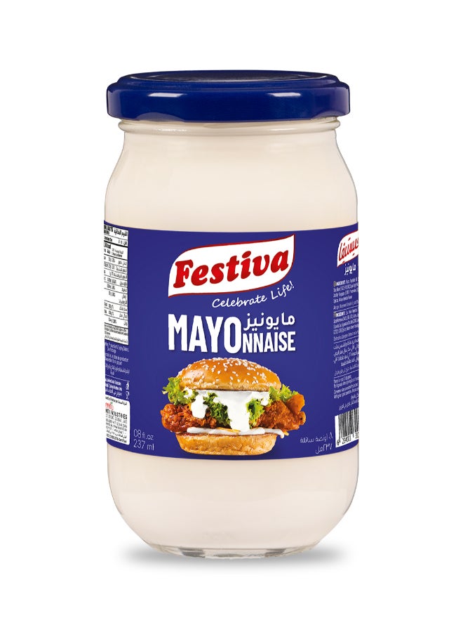 Festiva Mayonnaise 237ml Glass Jar - Creamy Mayo Sandwich Spread for Burgers, Sandwiches, Wraps and Snacks - Dip and Dressing - Image 1