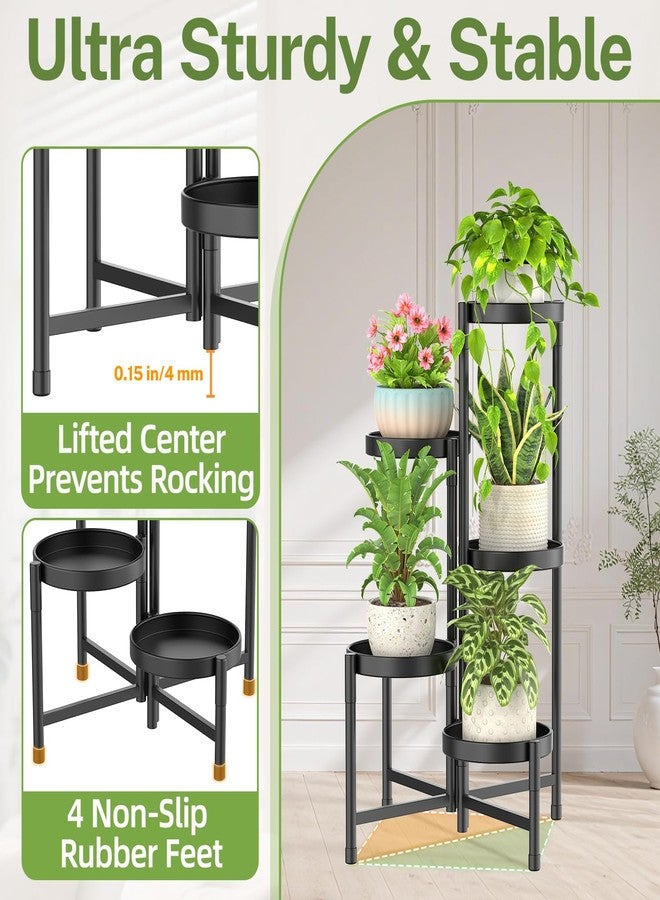 iDavosic.ly Plant Stand Indoor Outdoor, 5 Tier Corner Metal Flower Display Holder Shelf, Easy Assembly Folding Tall Orchid Rack for Patio Balcony Porch Garden Living Room House, Black - Image 4