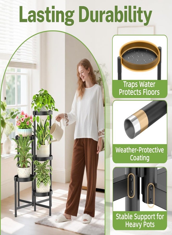 iDavosic.ly Plant Stand Indoor Outdoor, 5 Tier Corner Metal Flower Display Holder Shelf, Easy Assembly Folding Tall Orchid Rack for Patio Balcony Porch Garden Living Room House, Black - Image 5