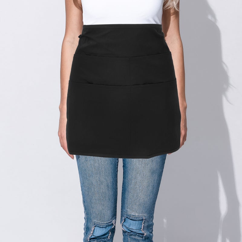 Server Apron With 3 Pockets: Unisex Half Serving Apron for Men Women Baking Cooking Cleaning Restaurant Coffee - Image 1