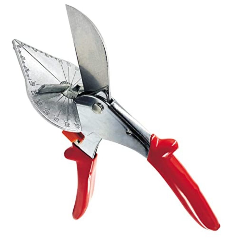 Sharp Multi Angle Miter Shear Cutter Adjustable At 45 To 135 Degree Safety Lock Hand Tools For Accurate Angle Cutting Of Plastic Rubber Wood Decorative Moldings Pvc Tile Edges Trim Orange
