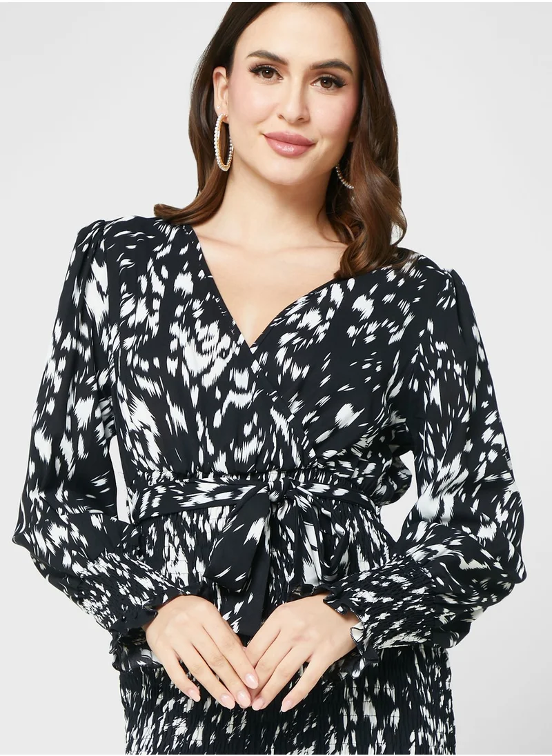 ELLA Printed Pleated Midi Dress