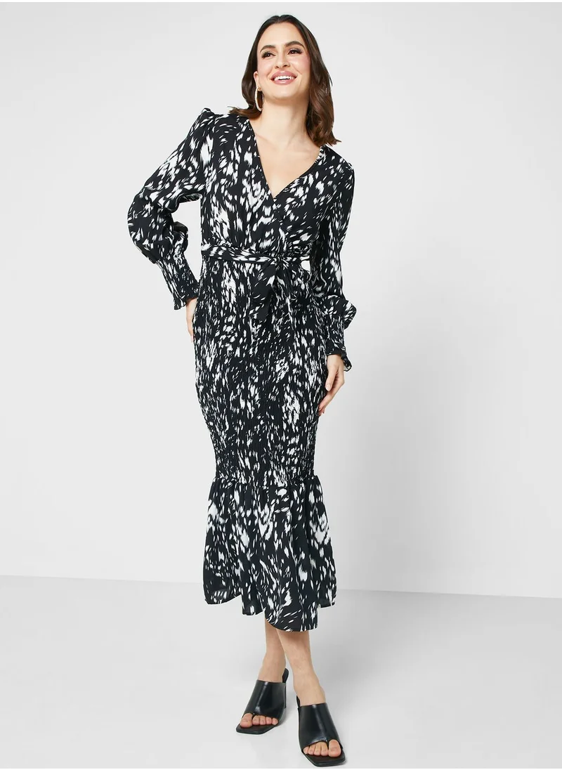 ELLA Printed Pleated Midi Dress
