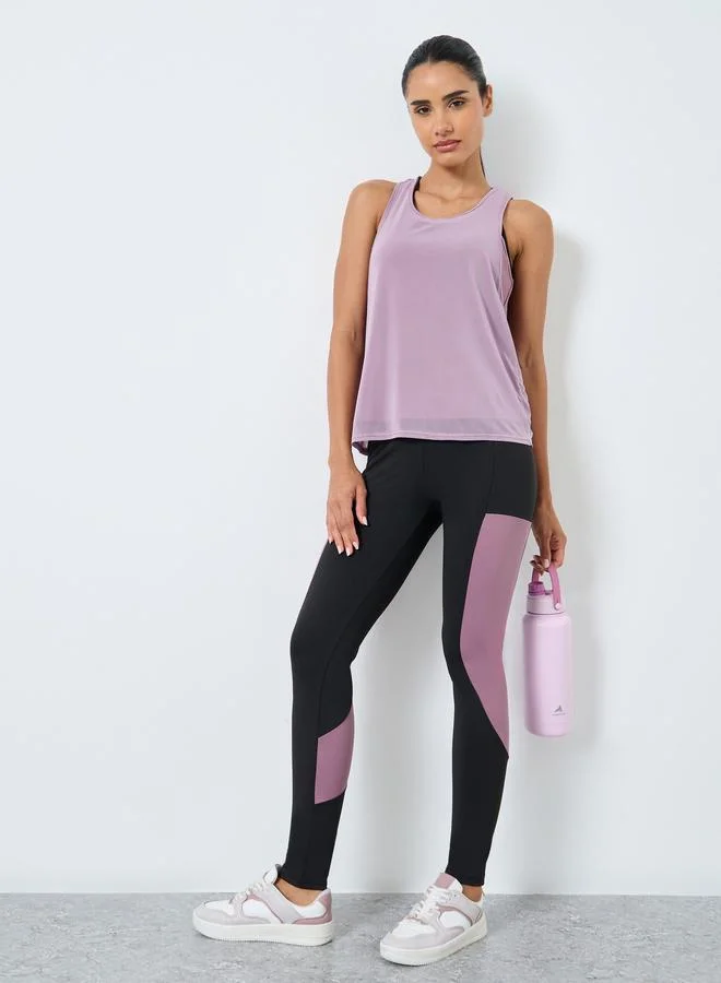 ستايلي اكتيف طقم من ليقنز وبلوزة كت مع صدرية رياضية