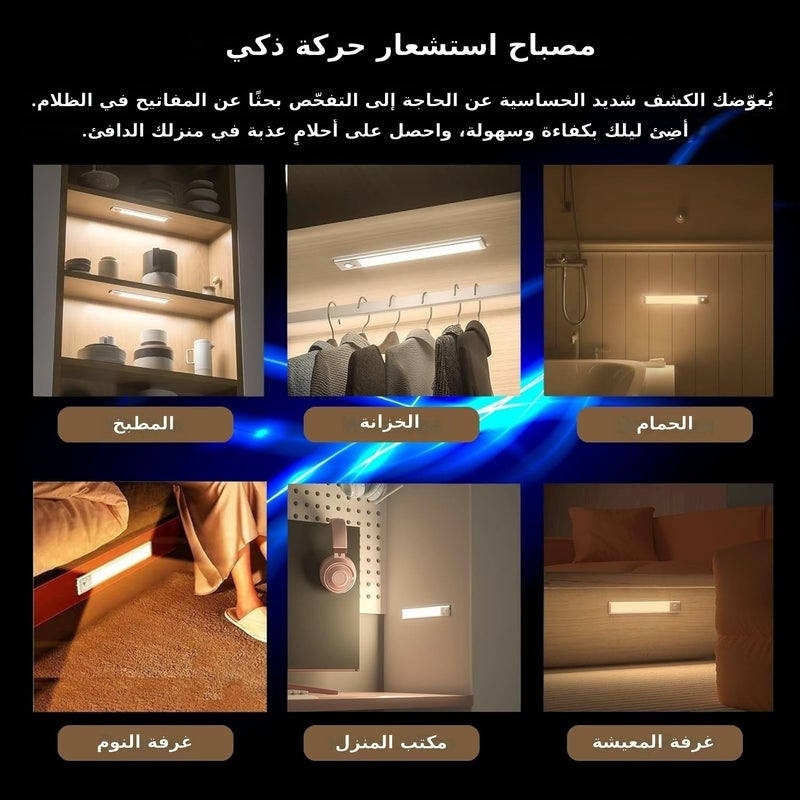 مصباح خزانة مغناطيسي قابل لإعادة الشحن من سانوفوتوريون موديل MZ-L1007 مع مستشعر حركة، إضاءة LED قابلة للتعتيم بـ3 ألوان، 20 سم - عبوتان - Image 4