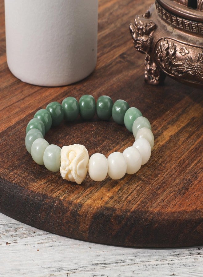 XIHIRCD Positive Energy Bracelet, Stone Bracelets With Cute Gradient Green Lion Yoga Beaded Bracelet Spiritual Bracelets Relaxing Accessories for Yoga Meditation Birthday Gifts - Image 4