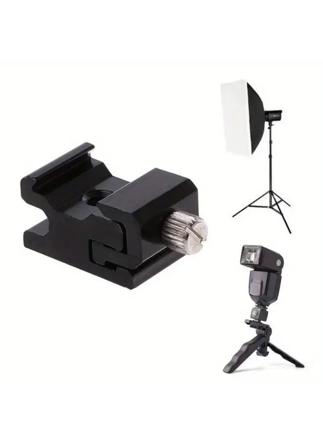 Sturdy Metal Cold Shoe Flash Stand Adapter With 1 4 20 Tripod Thread For Nikon Canon SLR Cameras Black 1pc - Image 3