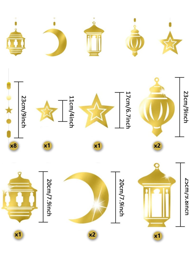 VUCATIN ديكورات رمضان مبارك للمنزل، لافتة رمضان مع لافتة خلفية معلقة لمستلزمات الحفلات على الحائط باللون الذهبي والأسود  - Image 2