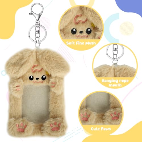 PATPAT® 2Pcs Plush Cartoon Id Card Holder with Bead Chain Photography Star Cards Storage, Plush Cartoon Dog Kawaii Collectible Card Display Cover for Bag Backpack Ornament - Image 5