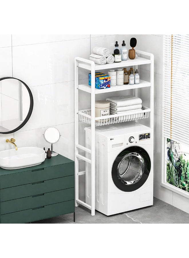 Forthcan Washing Machine Storage Rack with Drawer, 4-Tier Adjustable Organizer with Hanging Rod, Anti-Tip Design, Heavy-Duty & Stable, 70x25x168cm, white - Image 2