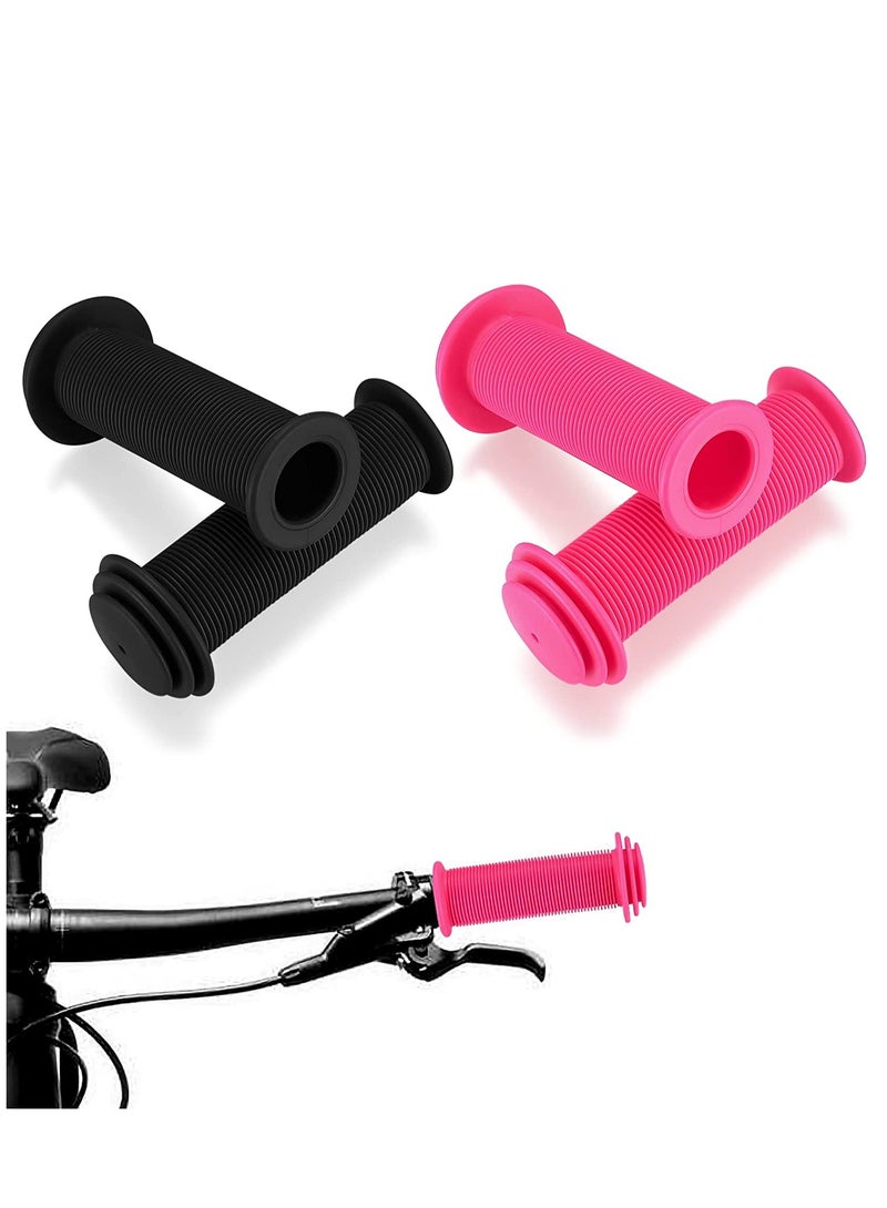 SOLARAE Bicycle Handlebar Grips Bike Handlebar Grips 22mm Non-Slip Rubber Bikes Grips Short Bicycle Handlebar Grips for Children Standard BMX Mountain Bikes Bicycle Handlebar Grips Black Red 2 Pairs - Image 1