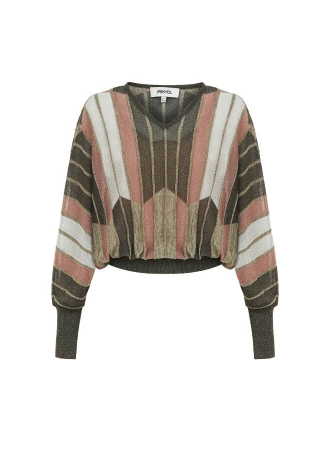 ابيكول كنزة صوفية بألوان متضاربة