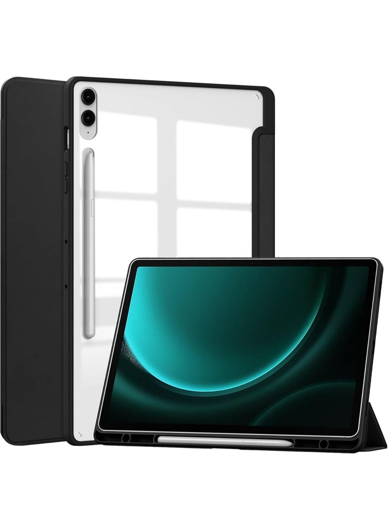 Hybrid Slim Case for Samsung Galaxy Tab S10 Lite / S10 FE / S9 FE 5G 10.9 inch, Clear Transparent Back Shell Case with S Pen Holder for Samsung Galaxy S10 Lite SM-X400 / SM-X406B (Black) - Image 1