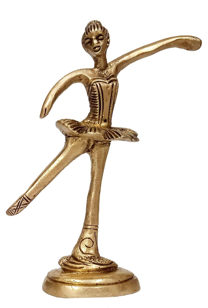 Purpledip Brass Statue Ballet Dancing Girl Ballerina in Dance Pose 12264D