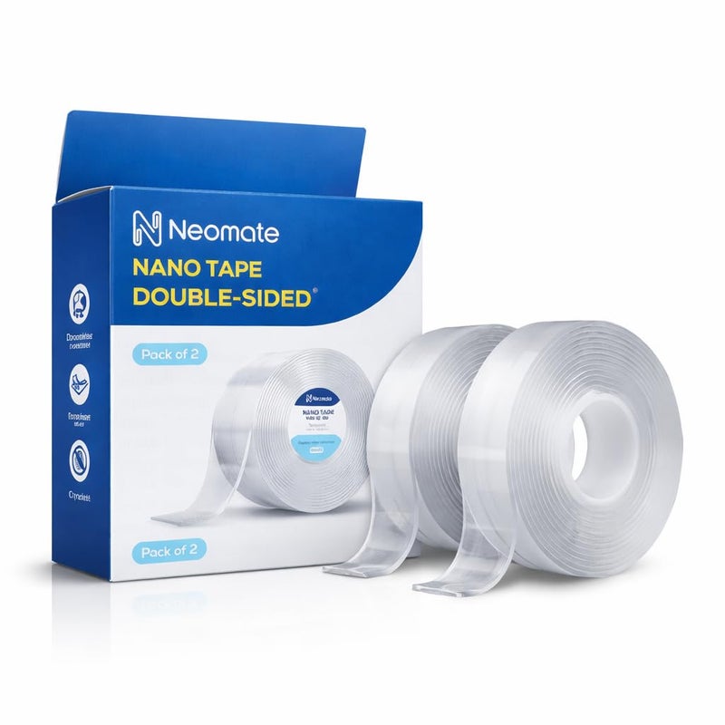 Neomate Double-Sided Heavy Duty Tape | Pack of 2 | Strong Adhesive Transparent Mounting Tape for Walls, Posters, Carpets | Home & Office Use - Image 4
