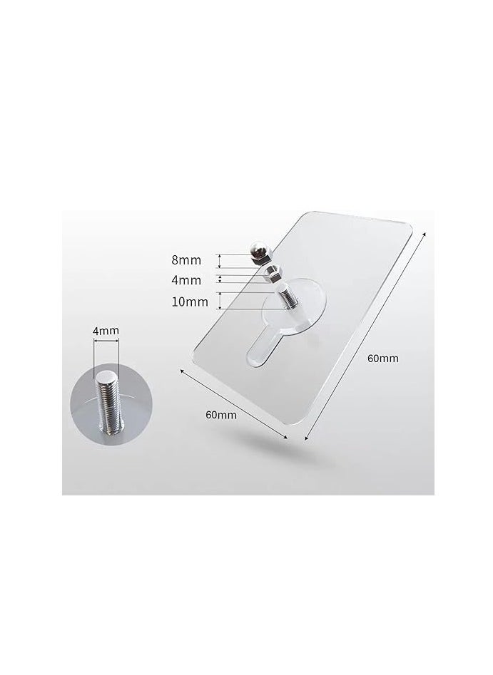 10 Hooks Adhesive Transparent Pin 8mm + Cap Closure Adhesive Measures 6 x 6 cm Hanging Keys Paintless Nail Sticker Tile Mirror Glass Wood Shelf Bathroom Hook Kitchen Shower  - Image 5