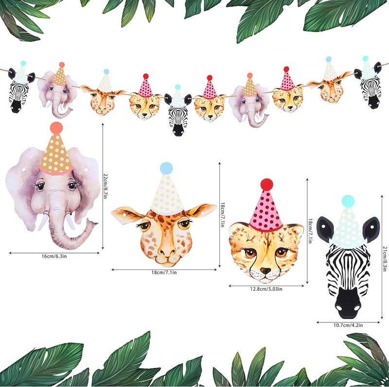 Epakh 2 Pcs Animal Banner Jungle Safari Banner Jungle Baby Shower Woodland Animal Theme Decorations Boys Girls Birthday Party Supplies - Image 2