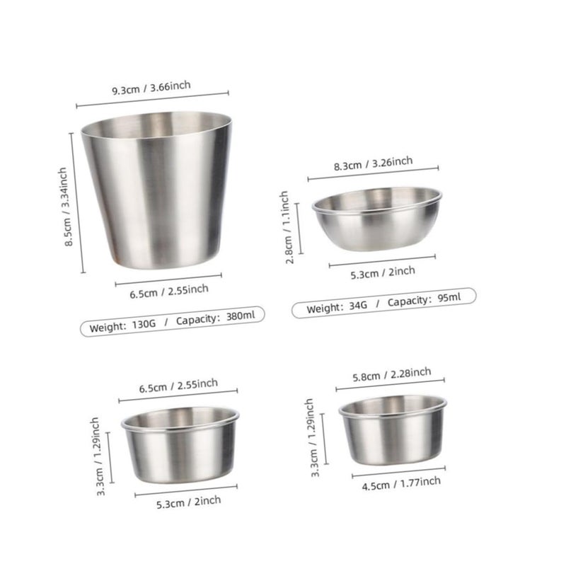 Stainless Steel Dipping Sauce Bowl Set French Fry Cup Ketchup Dish Elegant Tableware - Image 3