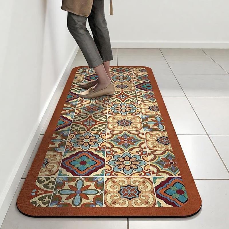 Xlot Kitchen Mats for Floor 2Pcs, Washable Anti Fatigue Mat for Cushioned, 15.7"x23.6"+15.7"x47.2", Waterproof Kitchen Rugs, Non Slip Comfort Standing Mat Rug for Home, Sink, Laundry (Lotus leaf) - Image 2