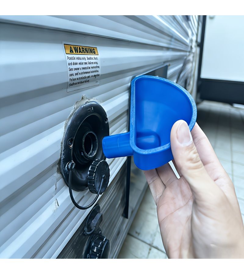 1 PC Universal RV Fresh Water Filling Funnel Upgraded Blue Compatible With Trailer Water Tanks Easy Install Outdoor Water Replenishment - Image 3