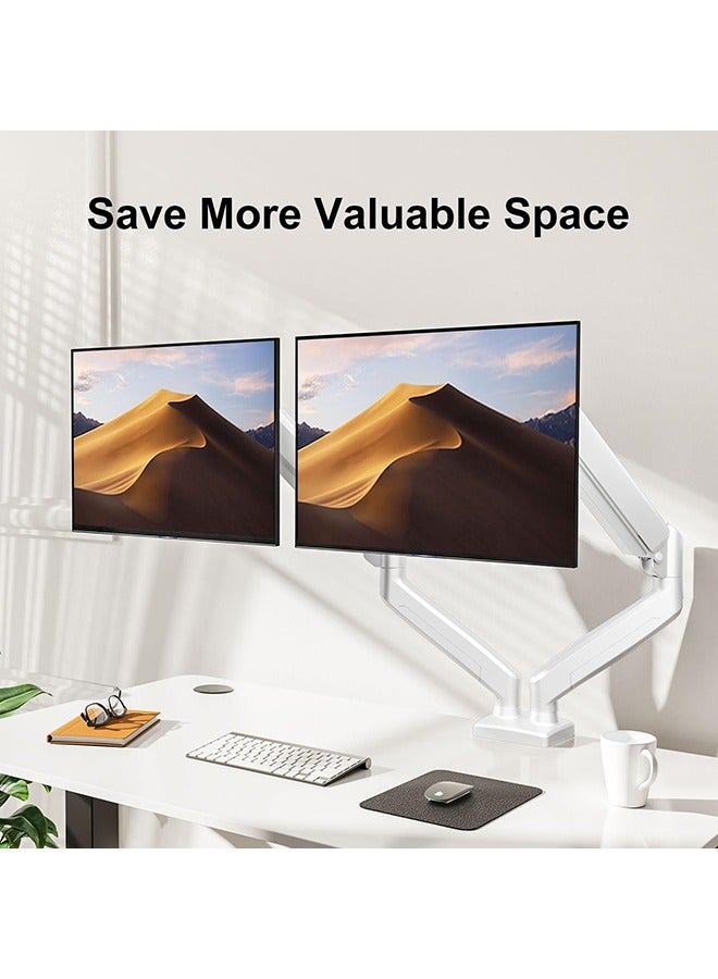 XiuWoo Dual Monitor Mount Fits 13 to 32 Inch Computer Screen Dual Monitor Arm Hold up to 19.8lbs Each Full Motion Monitor Desk Mounts for 2 Monitors Gas Spring Monitor Stand  - Image 2