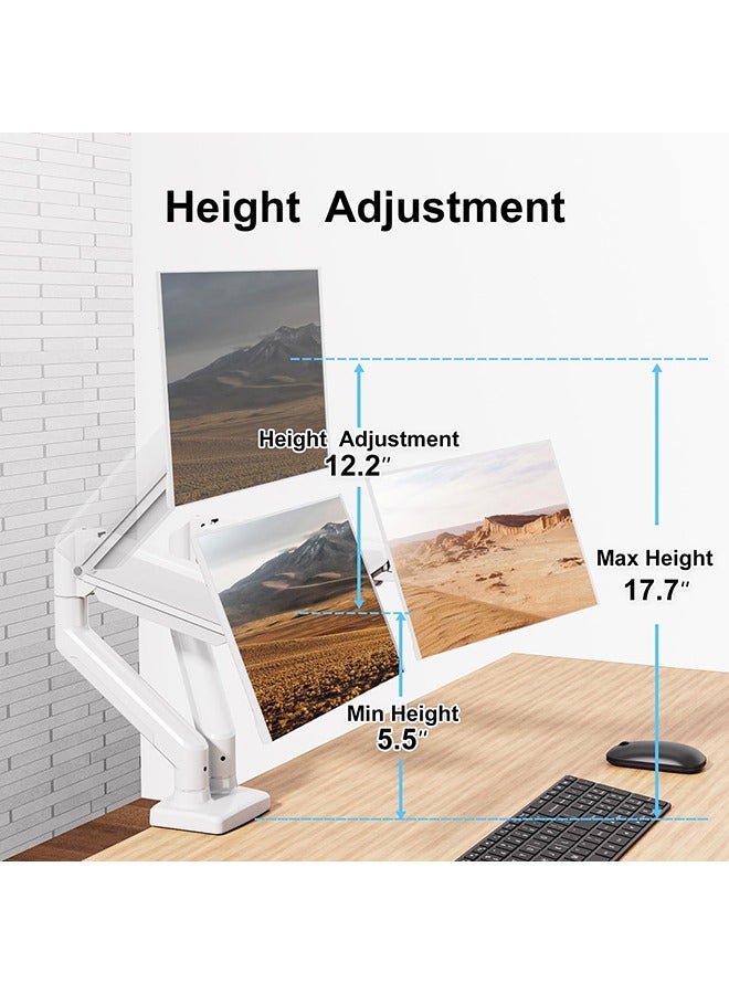 XiuWoo Dual Monitor Mount Fits 13 to 32 Inch Computer Screen Dual Monitor Arm Hold up to 19.8lbs Each Full Motion Monitor Desk Mounts for 2 Monitors Gas Spring Monitor Stand  - Image 5